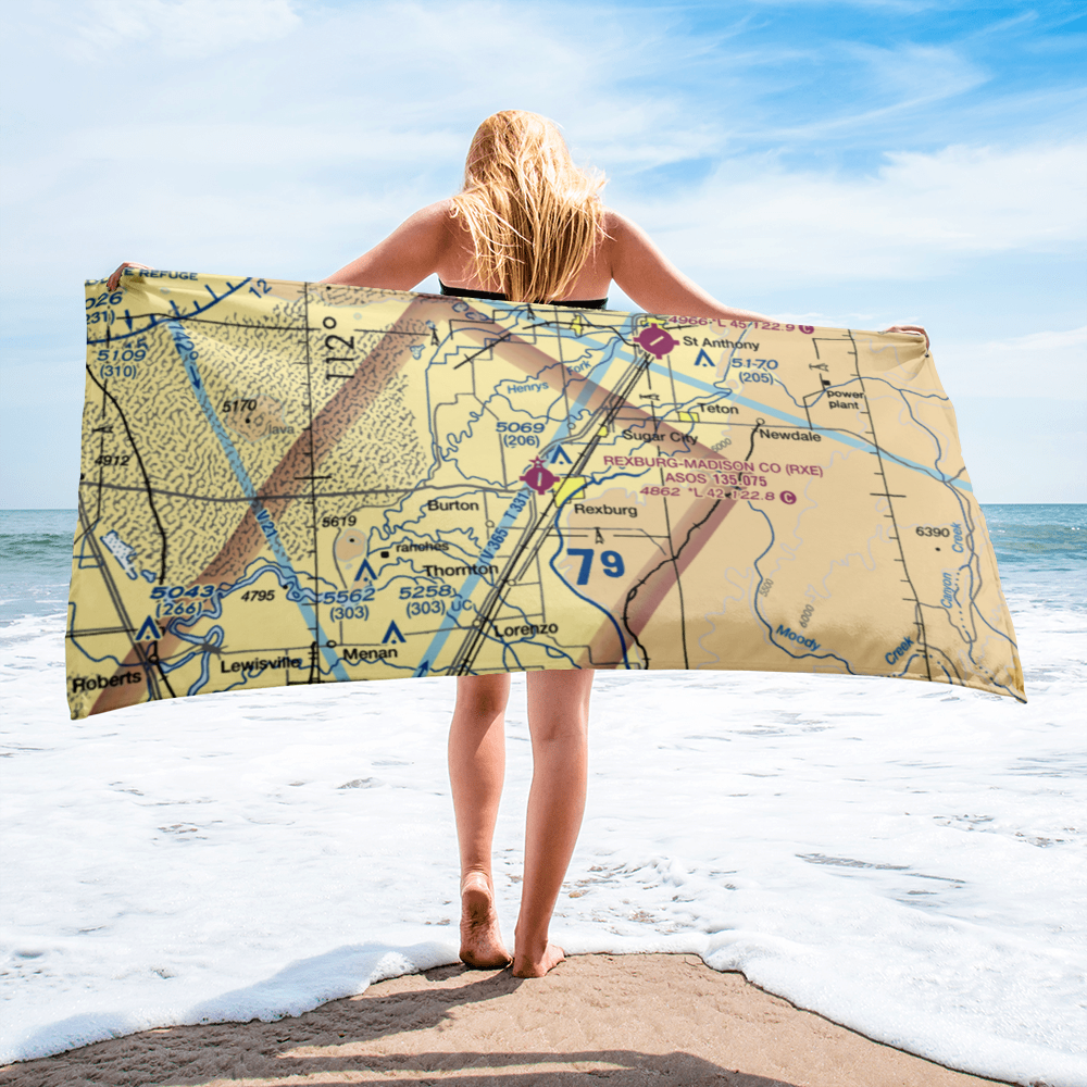 Rexburg Madison County Airport (RXE) VFR Sectional Towel 