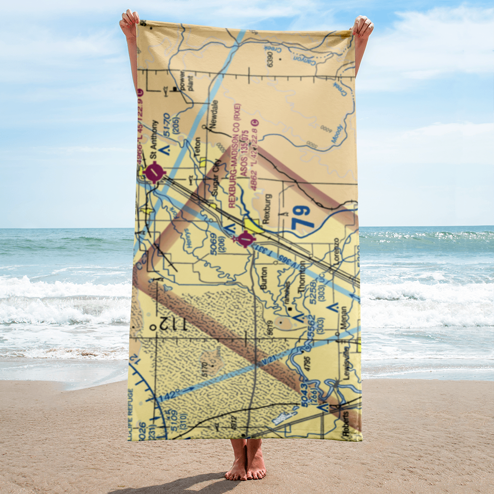 Rexburg Madison County Airport (RXE) VFR Sectional Towel 