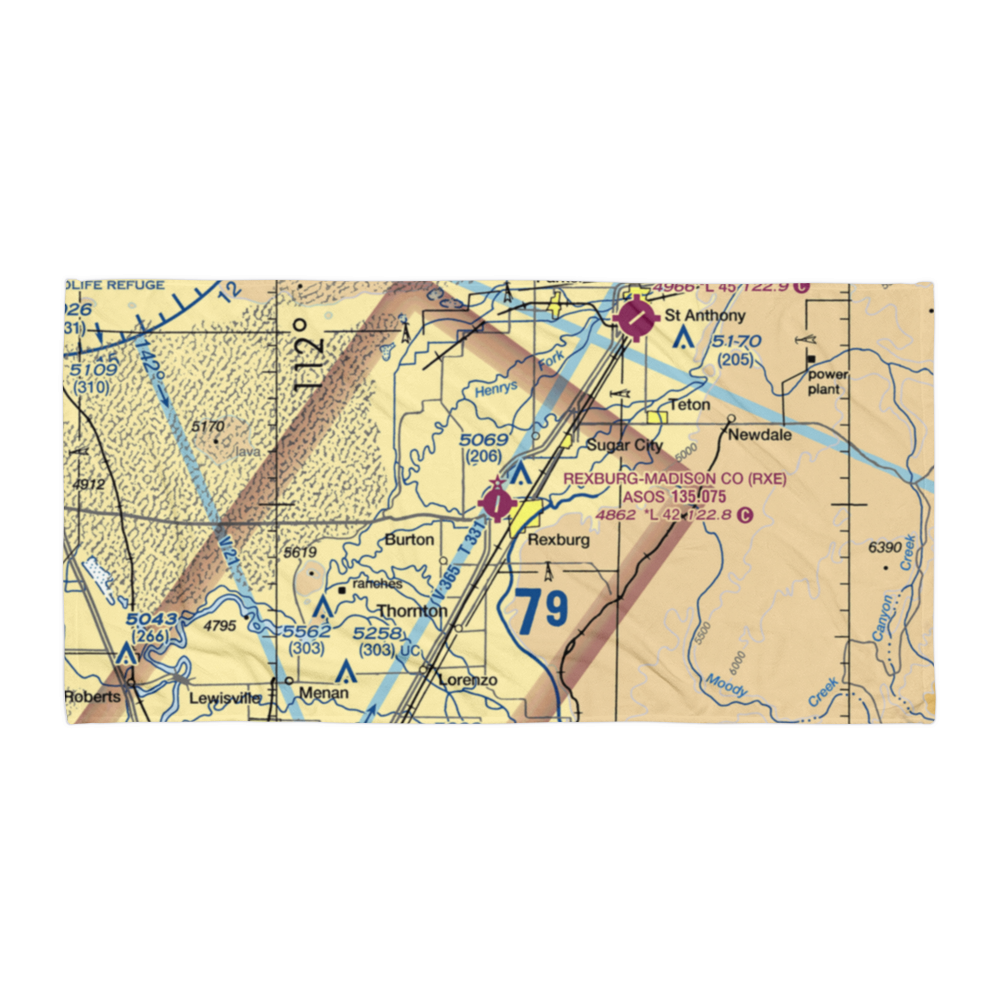 Rexburg Madison County Airport (RXE) VFR Sectional Towel 