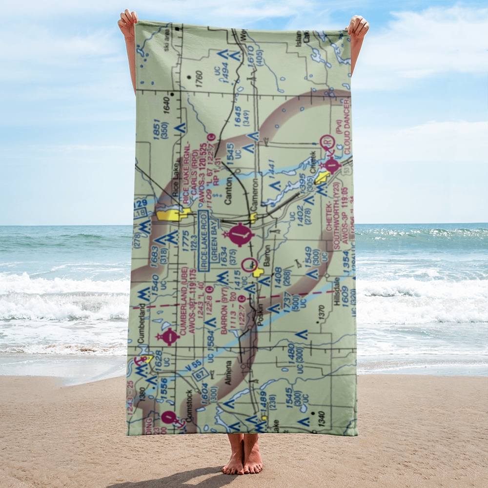 Rice Lake Regional Airport - Carl's Field (RPD) VFR Sectional Towel 