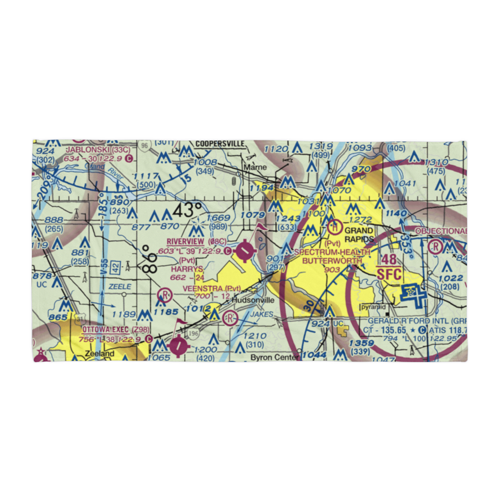 Riverview Airport (08C) VFR Sectional Towel 