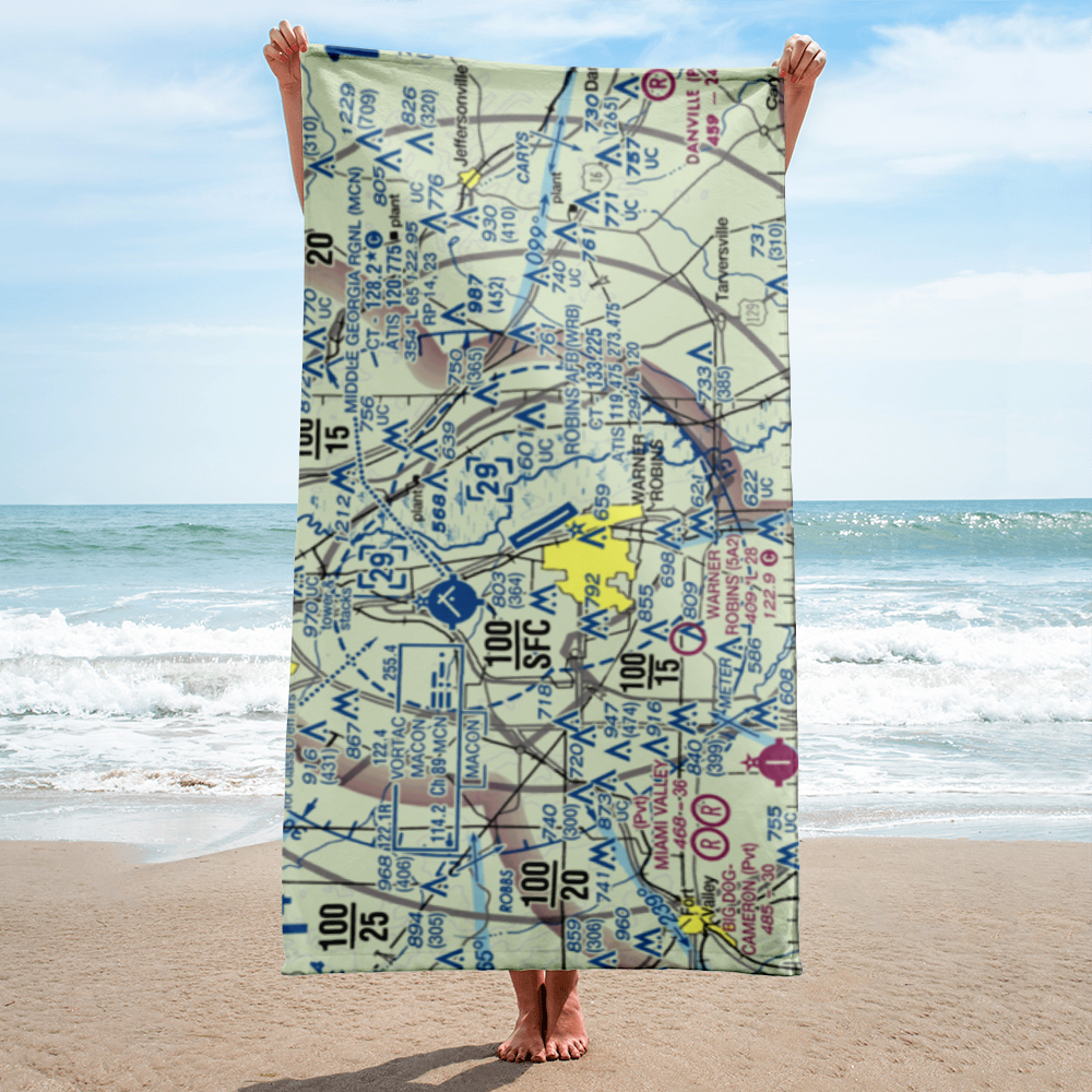 Robins Air Force Base (WRB) VFR Sectional Towel 
