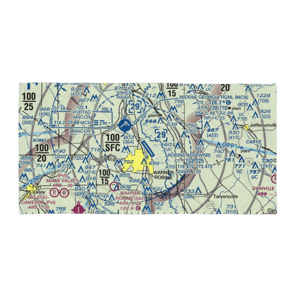 Robins Air Force Base (WRB) VFR Sectional Towel 