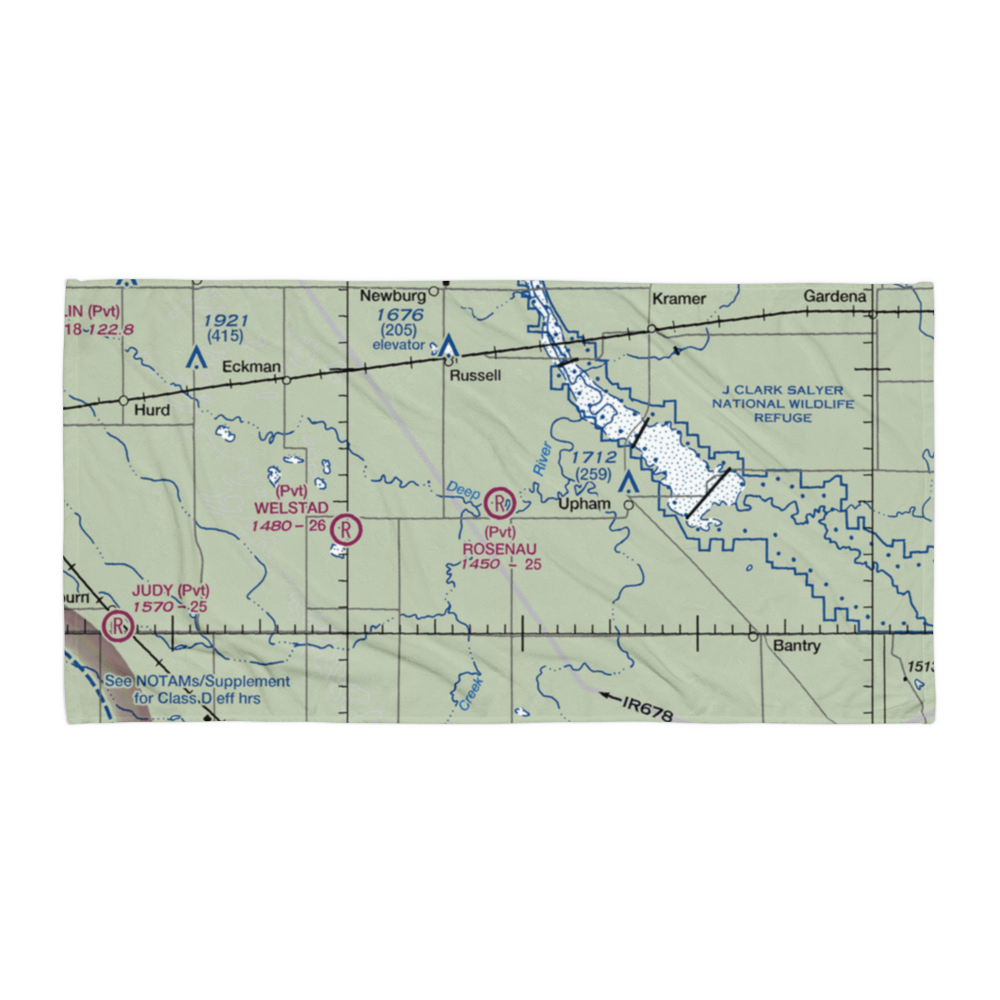 Rosenau Airport (21ND) VFR Sectional Towel 