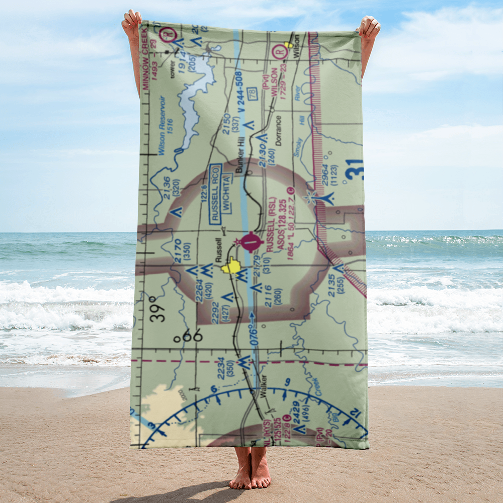 Russell Municipal Airport (RSL) VFR Sectional Towel 