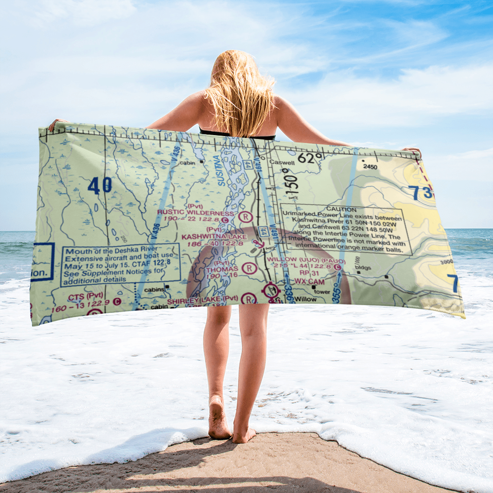 Rustic Wilderness Airport (02AK) VFR Sectional Towel 