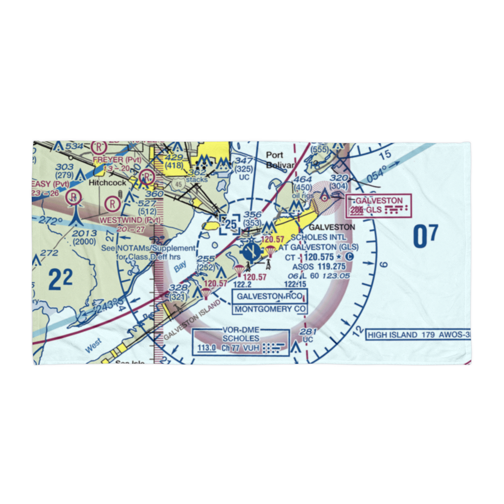Scholes International At Galveston Airport (GLS) VFR Sectional Towel 