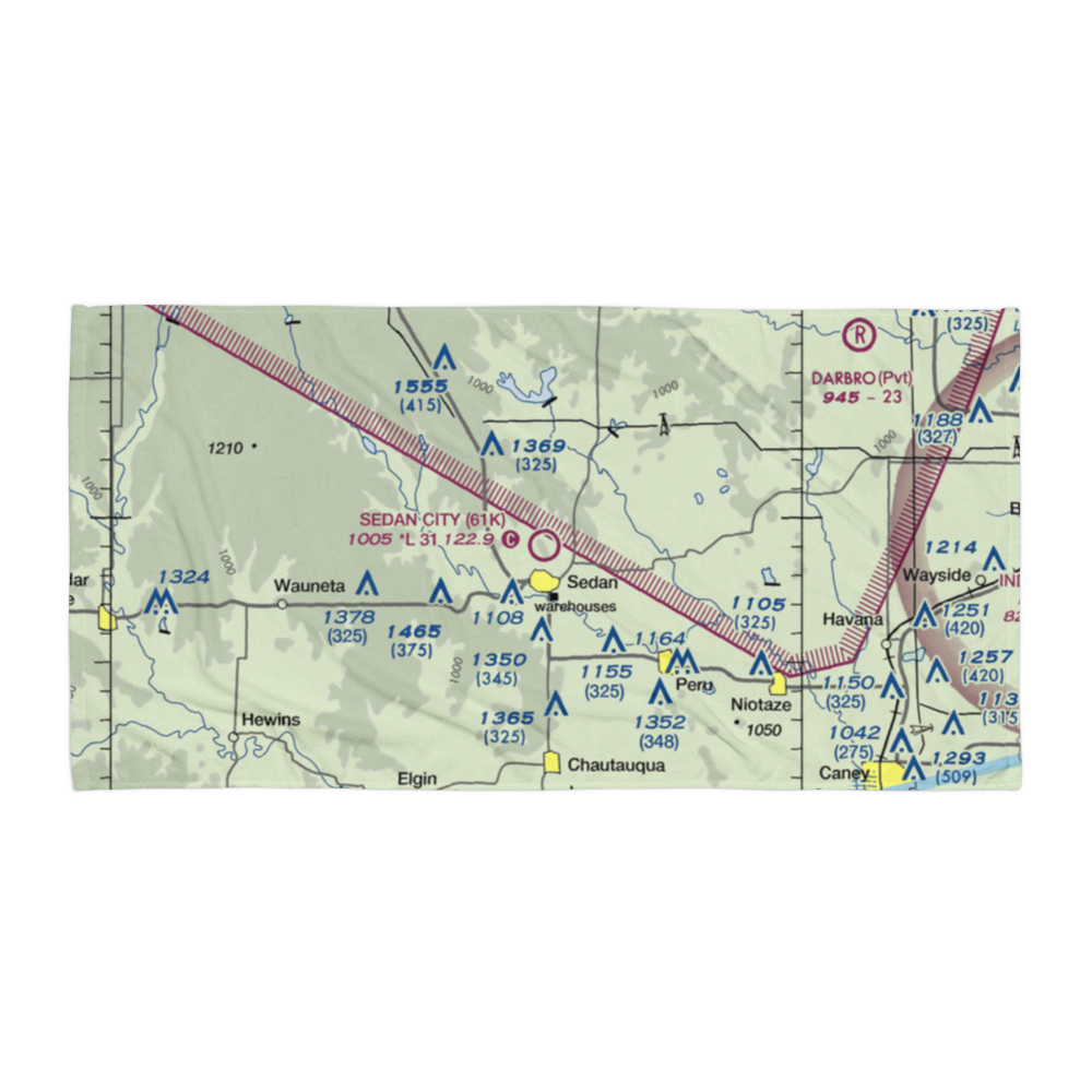Sedan City Airport (61K) VFR Sectional Towel 