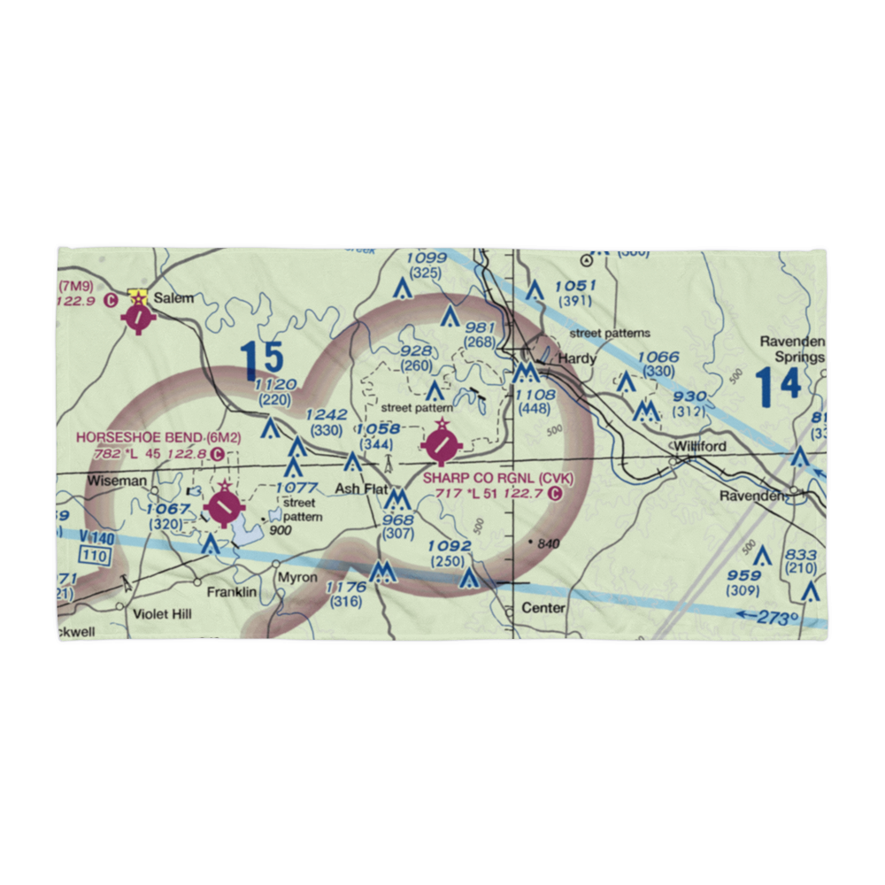 Sharp County Regional Airport (CVK) VFR Sectional Towel 
