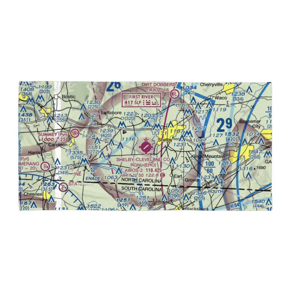 Shelby-Cleveland County Regional Airport (EHO) VFR Sectional Towel 