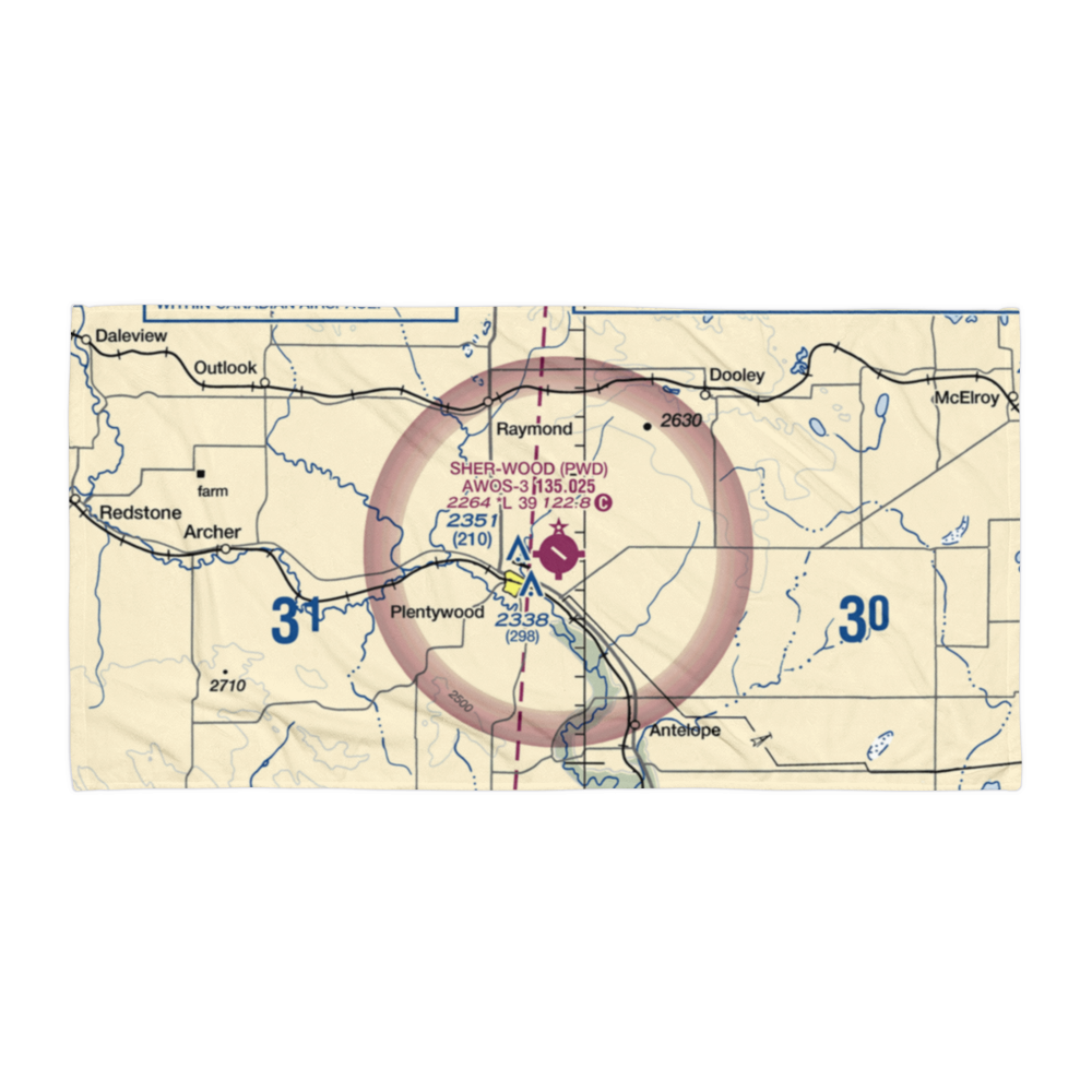 Sher-Wood Airport (PWD) VFR Sectional Towel 