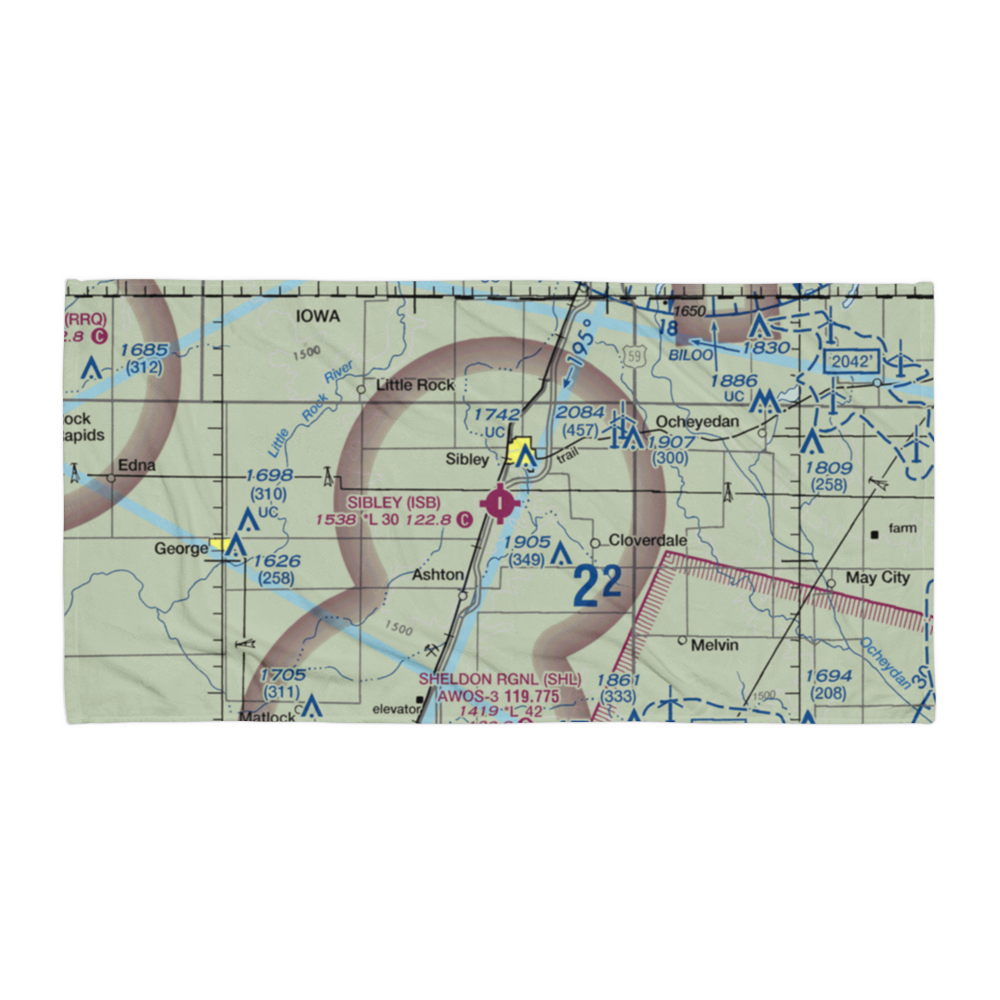 Sibley Municipal Airport (ISB) VFR Sectional Towel 