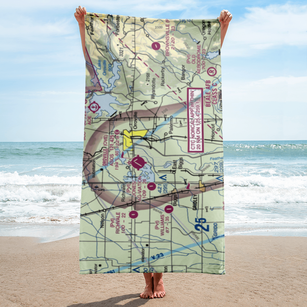 Siller Bros Inc Airport (97CL) VFR Sectional Towel 