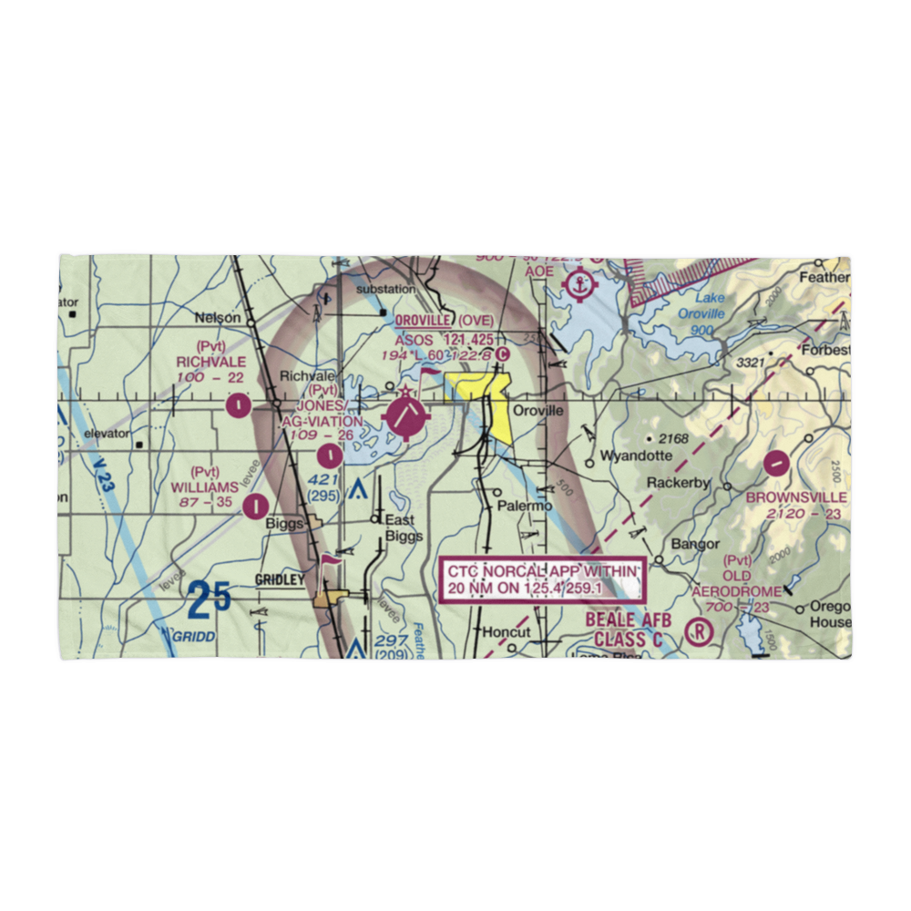 Siller Bros Inc Airport (97CL) VFR Sectional Towel 