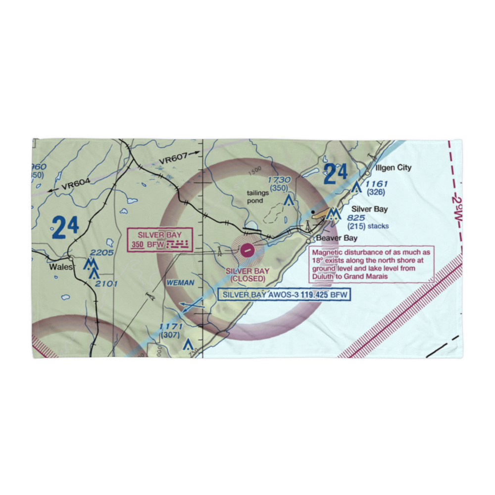 Silver Bay Municipal Airport (BFW) VFR Sectional Towel 