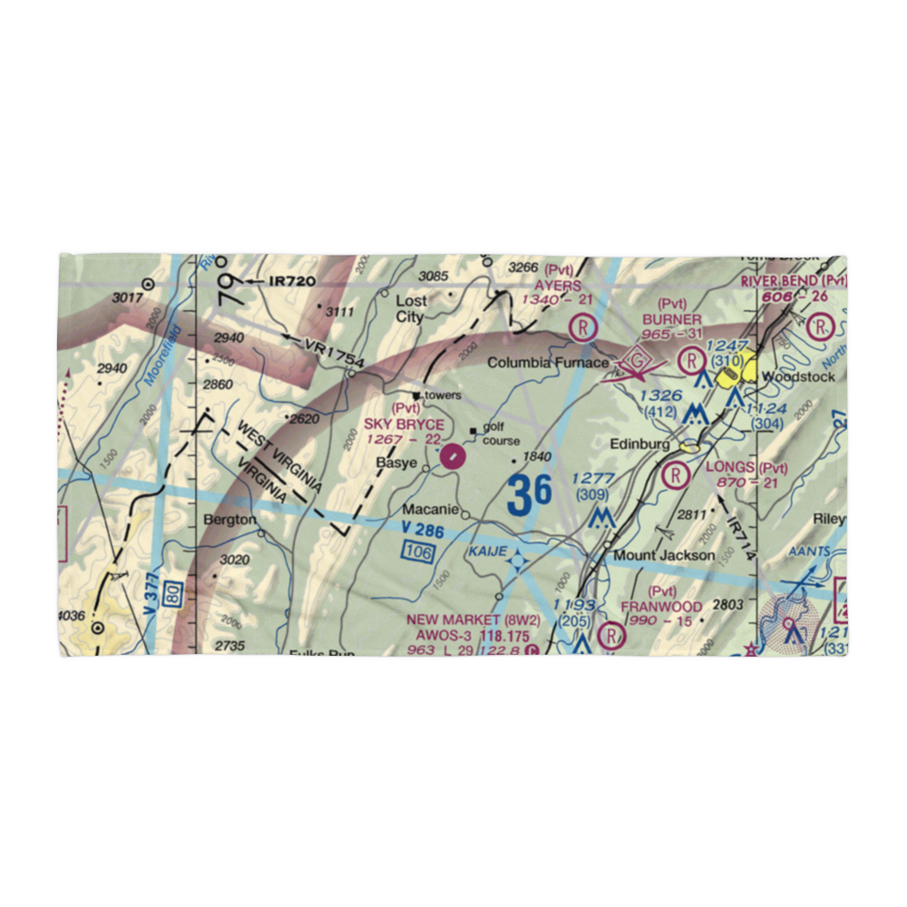 Sky Bryce Airport (VG18) VFR Sectional Towel 
