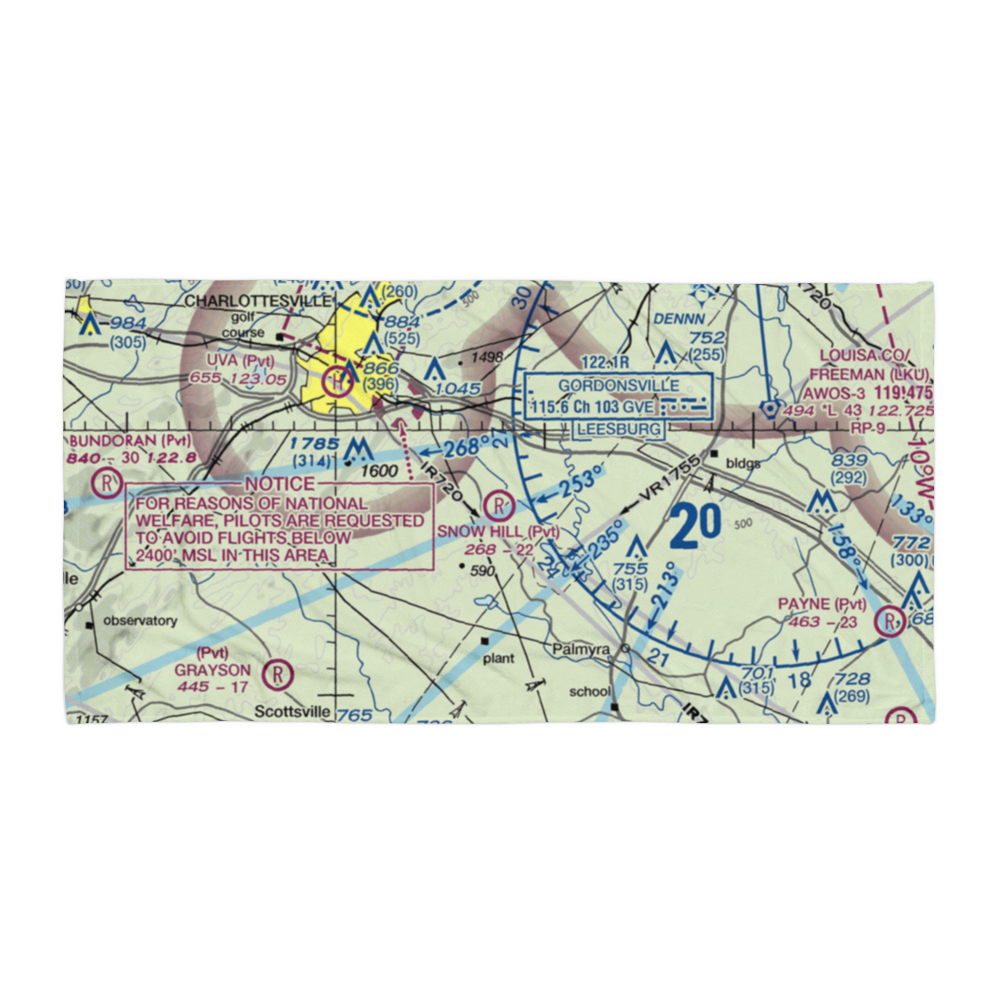 Snow Hill Airport (VA19) VFR Sectional Towel 