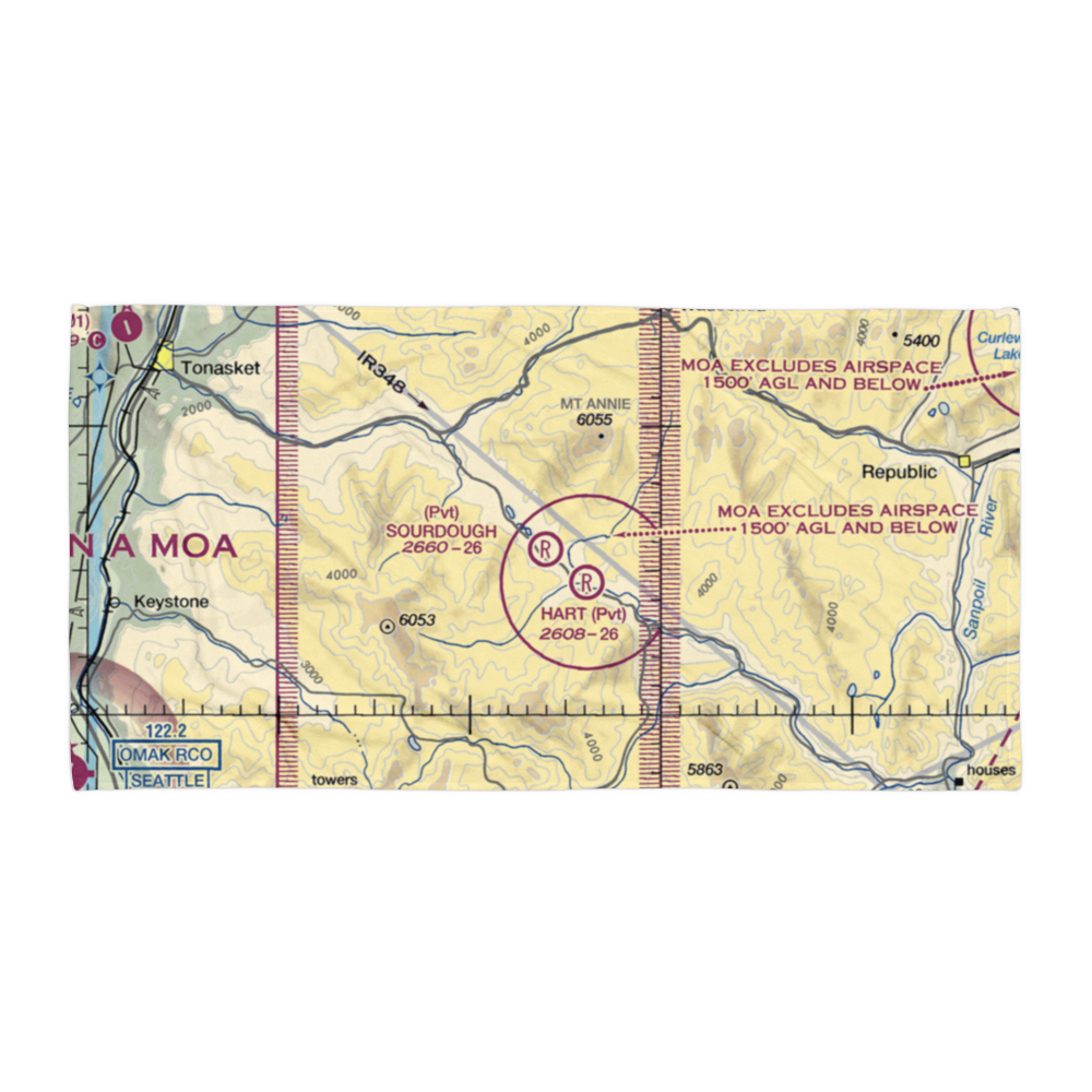 Sourdough Airport (5WA0) VFR Sectional Towel 