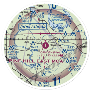 Camden Municipal Airport (61A) VFR Sectional Sticker (20 mile)