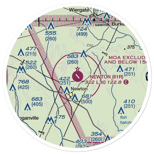 Newton Municipal Airport (61R) VFR Sectional Sticker (20 mile)