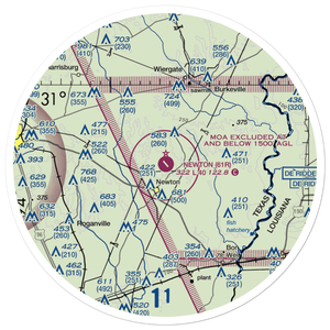 Newton Municipal Airport (61R) VFR Sectional Sticker (30 mile)