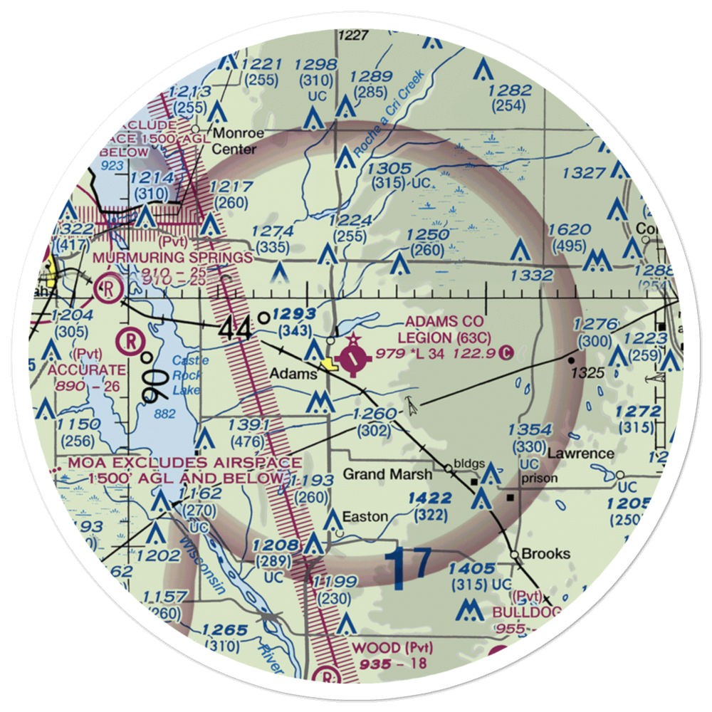 Adams County Legion Field (63C) VFR Sectional Sticker (30 mile) 