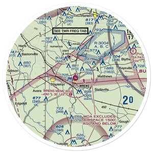 Wrens Memorial Airport (65J) VFR Sectional Sticker (30 mile)
