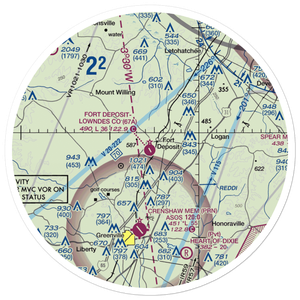 Fort Deposit Lowndes County Airport (67A) VFR Sectional Sticker (30 mile)