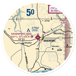 Davenport Airport (68S) VFR Sectional Sticker (20 mile)