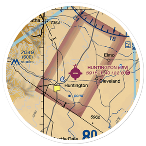 Huntington Municipal Airport (69V) VFR Sectional Sticker (20 mile)