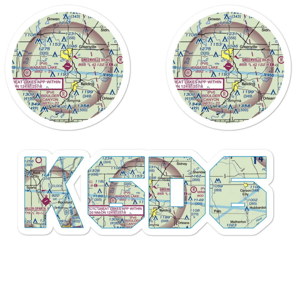 Greenville Municipal Airport (6D6) VFR Sectional Sticker Pack 