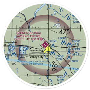 Barnes County Municipal Airport (BAC) VFR Sectional Sticker (20 mile)
