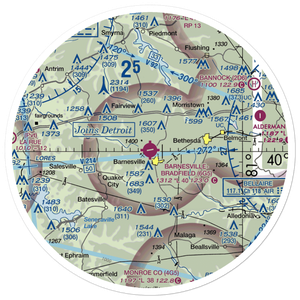 Barnesville Bradfield Airport (6G5) VFR Sectional Sticker (30 mile)