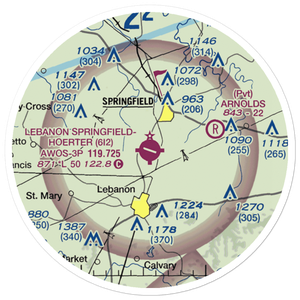 Lebanon Springfield Airport (6I2) VFR Sectional Sticker (20 mile)