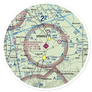 Lebanon Springfield Airport (6I2) VFR Sectional Sticker (30 mile)