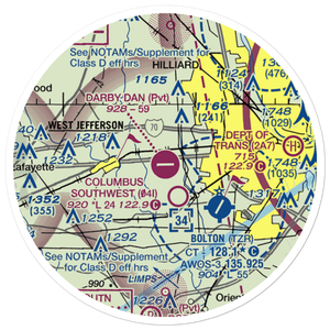Darby Dan Airport (6I6) VFR Sectional Sticker (20 mile)