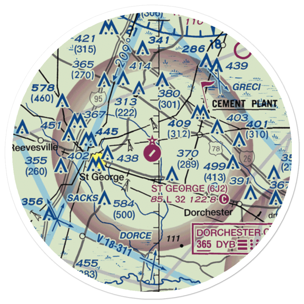 St George Airport (6J2) VFR Sectional Sticker (20 mile) 