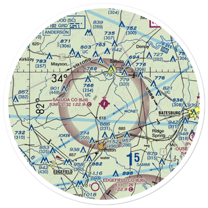 Saluda County Airport (6J4) VFR Sectional Sticker (30 mile)