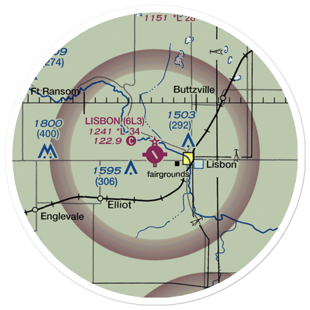 Lisbon Municipal Airport (6L3) VFR Sectional Sticker (20 mile) 
