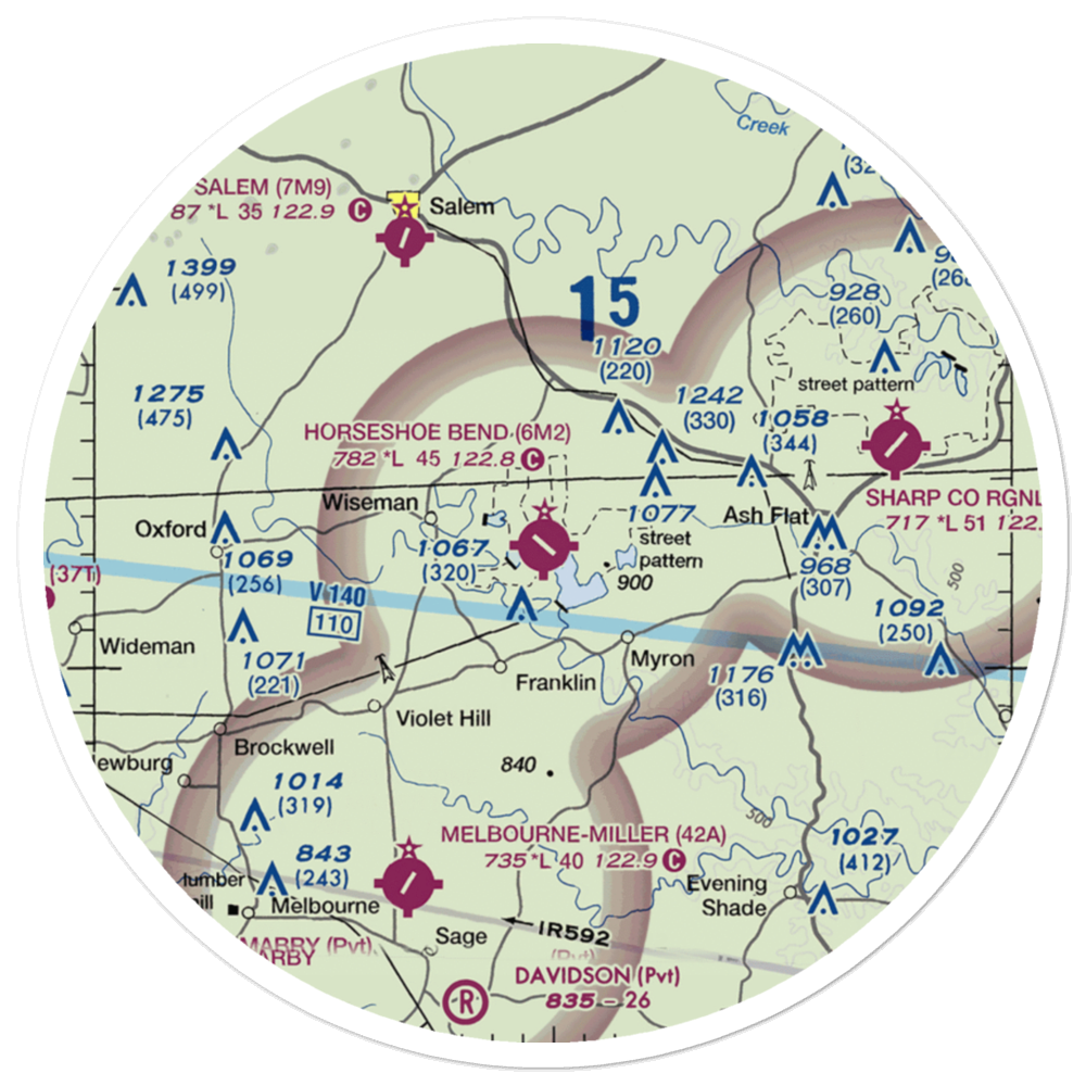 Horseshoe Bend Airport (6M2) VFR Sectional Sticker (30 mile) 