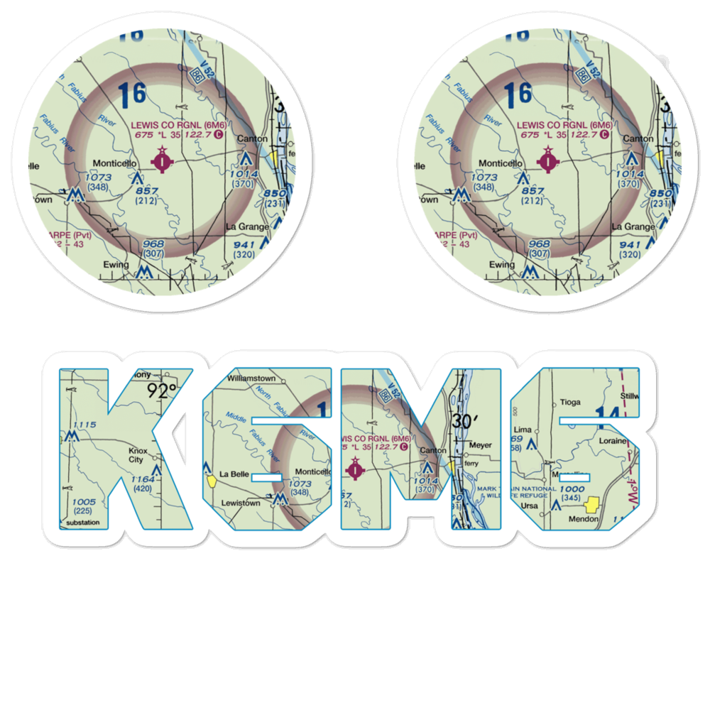Lewis County Regional Airport (6M6) VFR Sectional Sticker Pack 