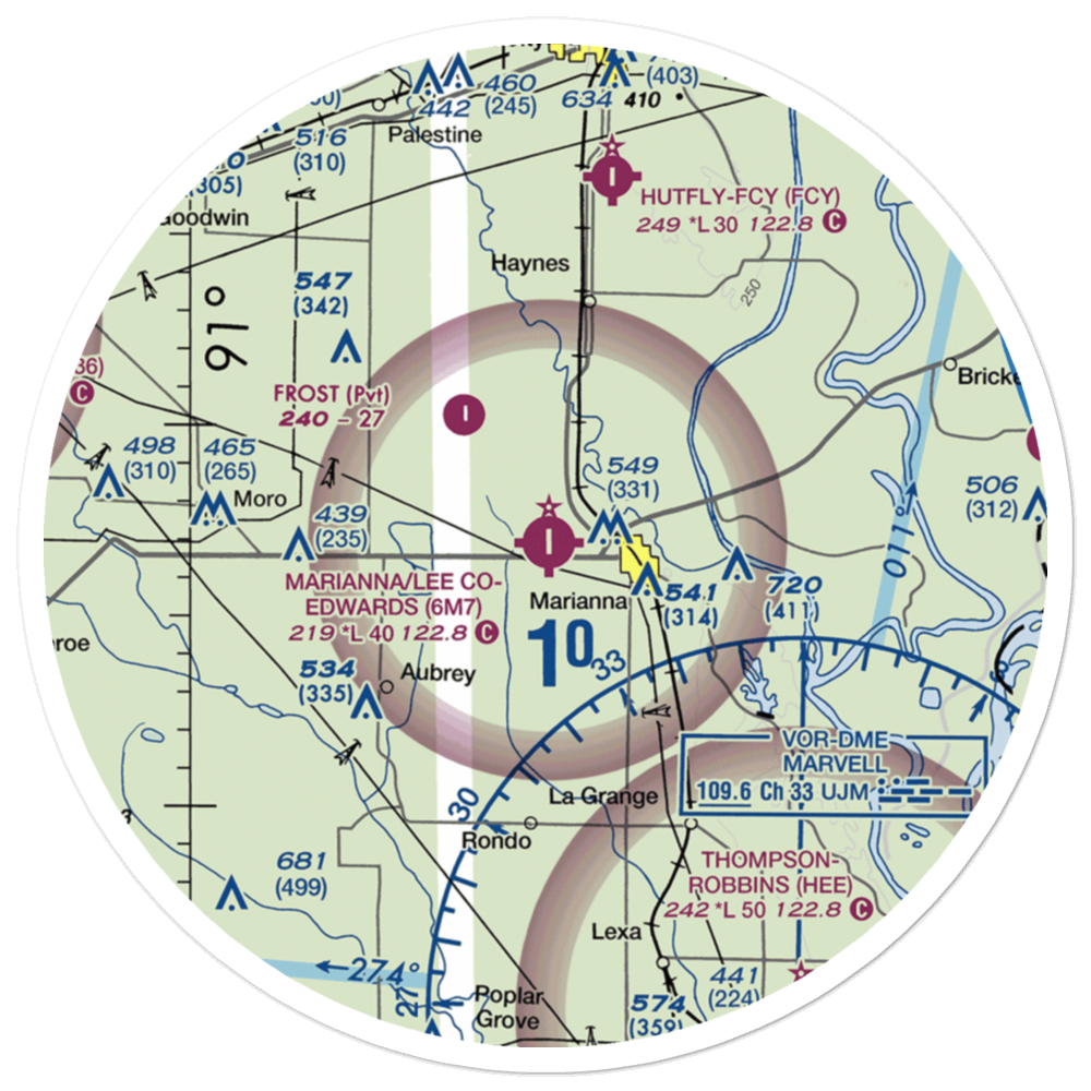 Marianna Lee County Steve Edwards Field (6M7) VFR Sectional Sticker (30 mile) 