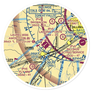 Laurel Municipal Airport (6S8) VFR Sectional Sticker (20 mile)