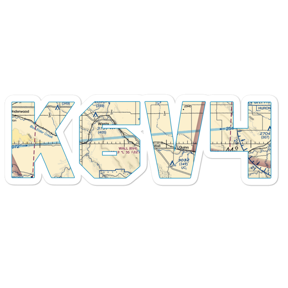 Wall Municipal Airport (6V4) VFR Sectional Sticker 