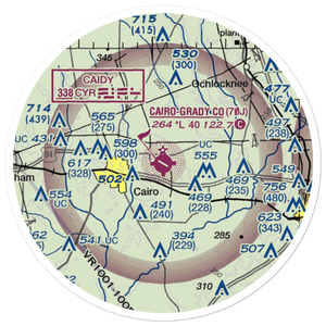 Cairo Grady County Airport (70J) VFR Sectional Sticker (20 mile)