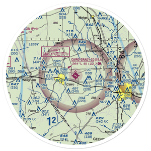 Cairo Grady County Airport (70J) VFR Sectional Sticker (30 mile)