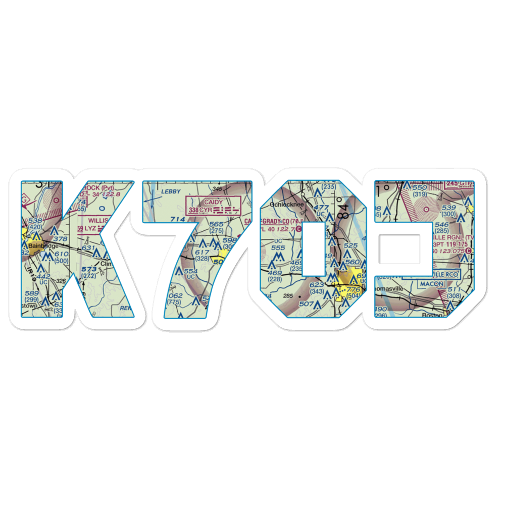 Cairo Grady County Airport (70J) VFR Sectional Sticker 