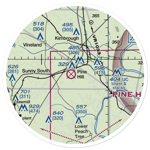 Pine Hill Municipal Airport (71A) VFR Sectional Sticker (20 mile)