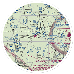 Pine Hill Municipal Airport (71A) VFR Sectional Sticker (30 mile)