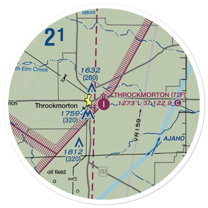 Throckmorton Municipal Airport (72F) VFR Sectional Sticker (20 mile)